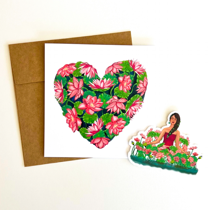 Lotus Heart  | Card and Sticker Bundle